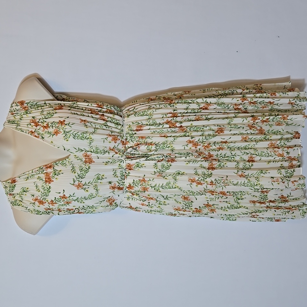 Max Studio Fall Floral Plisse Dress Size M Spring Easter Blouson
